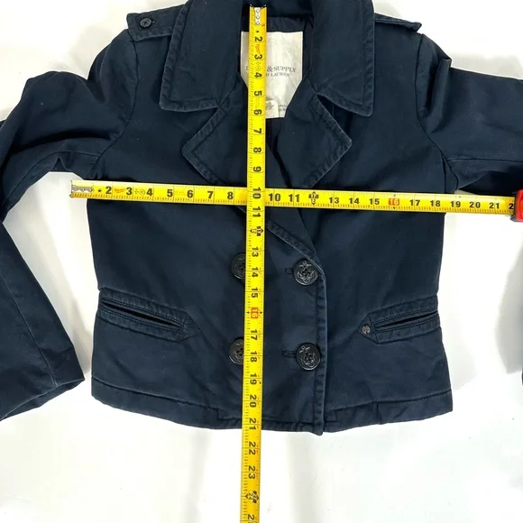 DENIM & SUPPLY RALPH LAUREN cropped blue jean jacket VINTAGE double breasted M - Picture 9 of 12